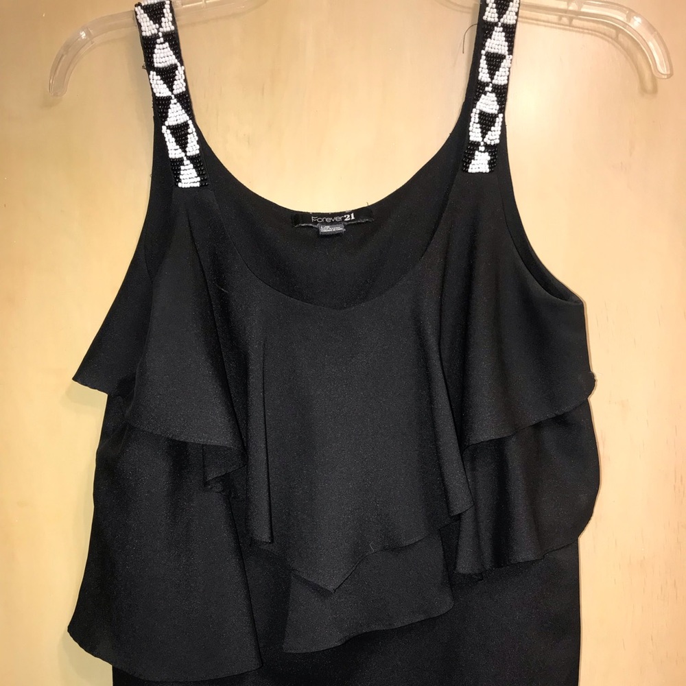 Black tank top with beaded detail